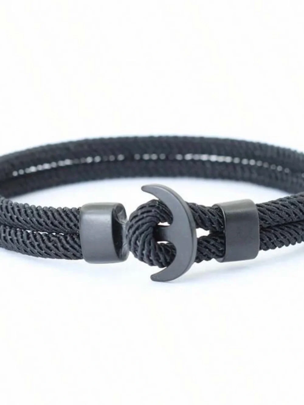 Black Rope Bracelet double layer Crescent Hook clasp waterproof